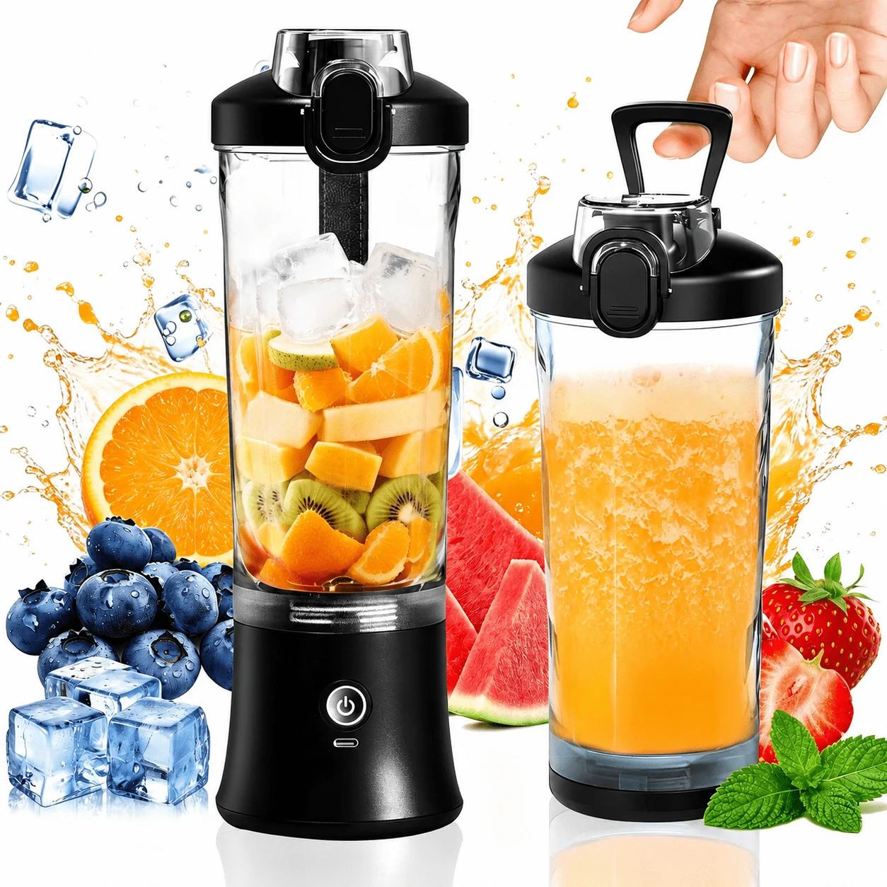 Personal Portable Blender, Small Kitchen Appliances Blender Cup for Shakes and Smoothies Rechargeable Shaker Bottle, 20Oz