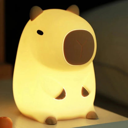 Capybara Night Light - Rechargeable Silicone Touch Dimming Lamp for Nursery, Kids Room & Bedside