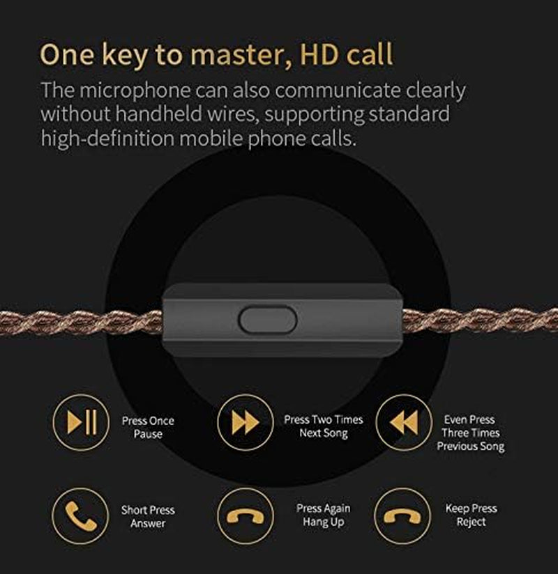 C12 in Ear Monitor Headphones 5BA 1DD Hybrid Hifi Gaming IEM Earphones Noise Isolating Stereo Wired Earbuds for Musicians Audiophile Singers Dj（With Mic）