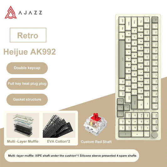 AK992 Wired Mechanical Keyboard 98-Key Full Layout Hot-Swap USB Gaming Keyboard Multimedia Key Knob for Desktop PC Laptop