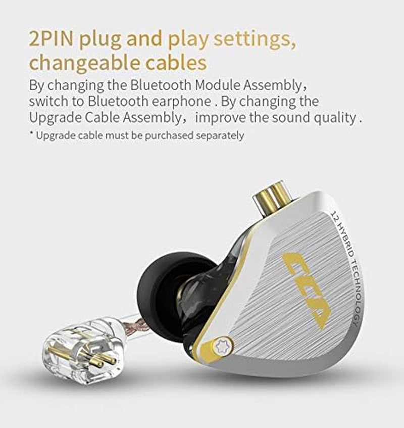 C12 in Ear Monitor Headphones 5BA 1DD Hybrid Hifi Gaming IEM Earphones Noise Isolating Stereo Wired Earbuds for Musicians Audiophile Singers Dj（With Mic）